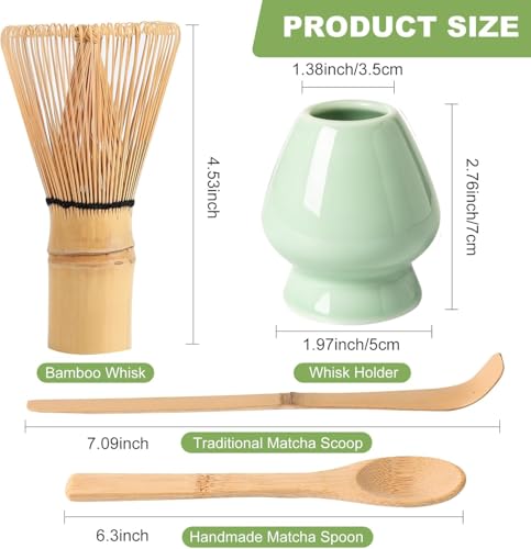 Bacxzomx Kit de Matcha 5 Piècespour Amateurs de Matcha en Cadeauavec Cuillère, Fouet, Support et Tamis