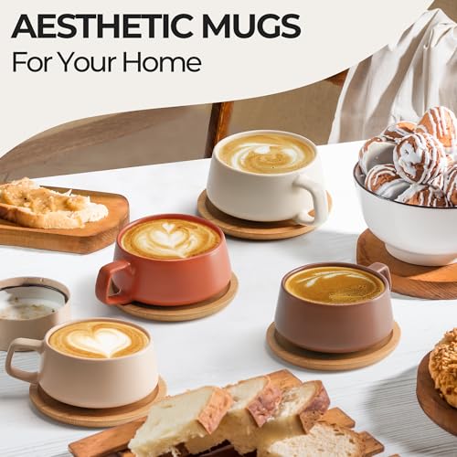 MIAMIO - 4 x 320 ml tasses à café - Set Luxe collection - Beige Pastel - Élégantes et Modernes - Chauffent Bien - Grande