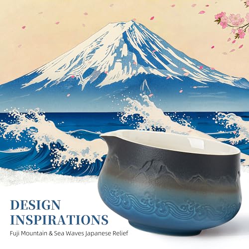 Matcha TEANAGOO Kit 7 Pièces Bolavec Bécverageur Fouet Bambou Noir Navy