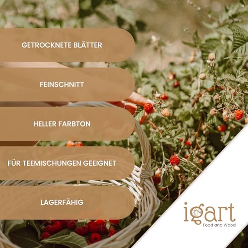 IGART FOOD&WOOD Feuilles de framboisier 100% naturelles, idéales pour tisane - Qualité 1A - Séchées - 500g