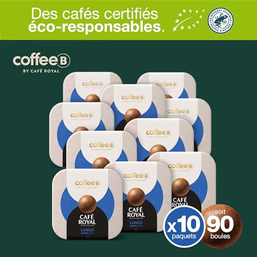 Boules de café haut de gamme 90 Coffee Balls Lungo - 100% compostable pour CoffeB by Café Royal - Idéales pour amateurs 