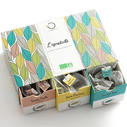 ORIGEENS Coffret Thé Bio L'Essentielle | Assortiment de 6 Grands Thés, 48 Sachets Pyramide | Idée Cadeau EU Organic